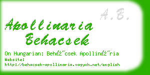 apollinaria behacsek business card